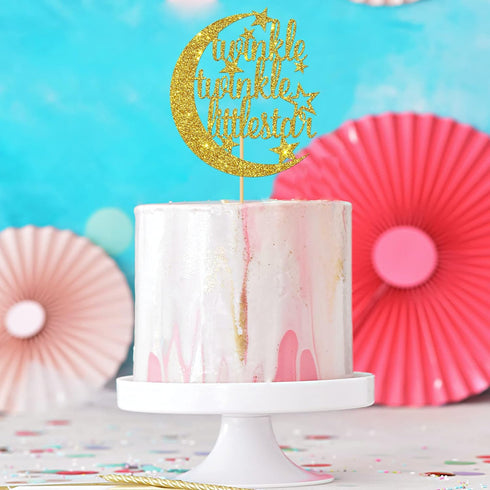 Gold Glitter Twinkle Twinkle Little Star Cake Topper/for Baby Shower/Gender Reveal/Baby 1st Birthday/Pregnancy Announcement Party Decorations...