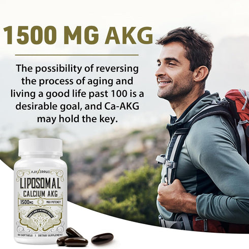 Liposomal Calcium AKG Supplement 1500 MG (Alpha-Ketoglutaric Acid), High Absorption, More Effective Than AAKG, Ca AKG for Longevity, Age Defense, ...