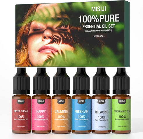 Essential Oil Blends, Essential Oils Set for Diffusers for Home, Well-Being Kit- Spearmint Tea, Calming, Dreams, Relaxing, Mood, Fresh Air Aromath...