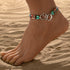 Elastic Beaded Ankle Bracelet for Women Double Heart Beaded Anklet Colorful Double Layered Hollow Heart Anklet Boho Turquoise Elastic Anklet Brace...
