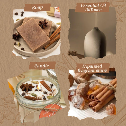 Autumn Spice Essential Oils Set, Fragrance Oil Gift Set for Oil Diffusers, Scented Oils for Soap Candle Making 6x10ml - Cinnamon, Nutmeg, Vanilla,...