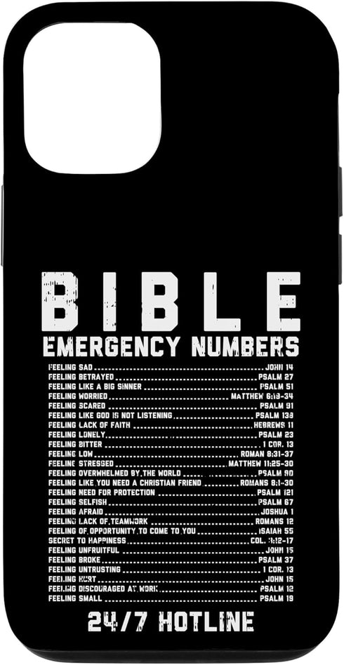 iPhone 14 Pro Bible Emergency Numbers Verse God Jesus Faith Christian Gift Case...