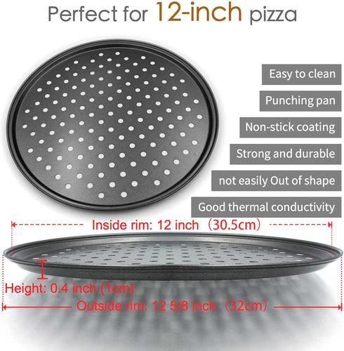 Handook Pizza Pan for Oven, Nonstick Pizza Pans, Carbon Steel Pizza Pan with Holes, Pizza Baking Pan for Oven Baking Supplies, for Home Baking Kit...