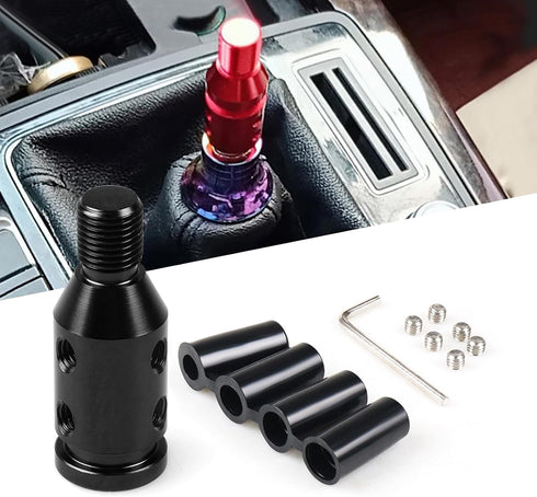 1 PC M12 x 1.25 Universal Shift Knob Adapter, Aluminum Alloy Transmission Gear Stick Shift Connector, for Non Threaded Shifters (Black)...
