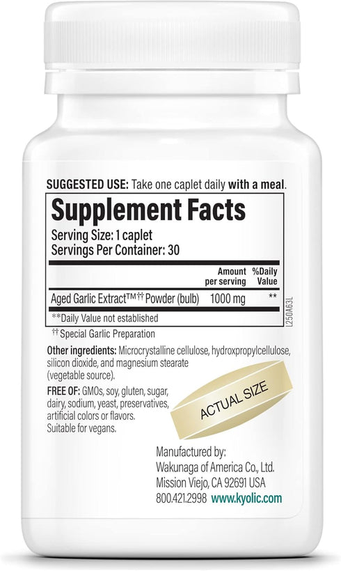 Kyolic Aged Garlic Extract Formula 250, Cardiovascular Health, One Per Day, 30 Vegan Capsules (Packaging May Vary)...
