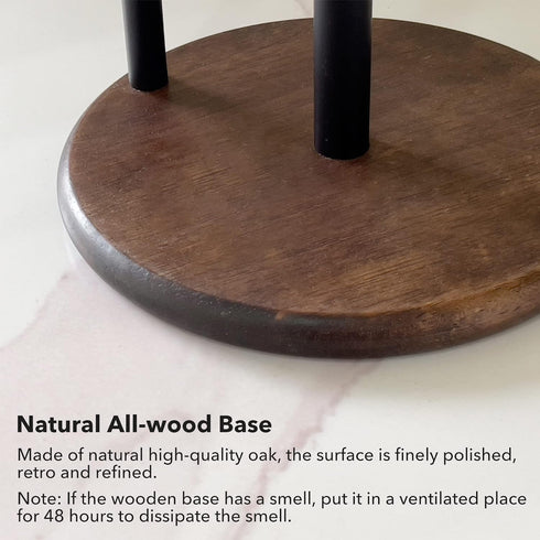 Paper Towel Holder Countertop with Real Wood Round Base, Farmhouse Paper Towel Holder Stand for Kitchen Roll Organize, Wooden Paper Towel Holder f...