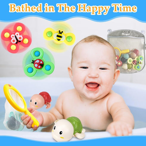 Bath Toys for Kids Ages 1-3 - Bathtub Toys for Infants Babier 6-12-18 Months - Suction Cup Fidget Spinner Toys for Toddlers Age 2-4 1 Year Old Gir...