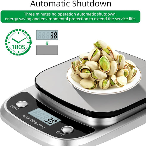 Digital Food Scale, 22 lbs/10kg Multifunction Kitchen Scale with Large Back-lit LCD Display and Tare Function for Cooking Baking Diets...