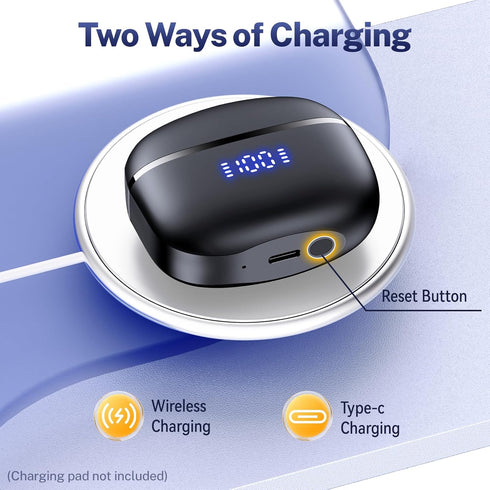 GNMN Wireless Earbuds Bluetooth Headphones Deep Bass Stereo Sound Ear Buds Waterproof Earphones 68Hrs Playback with Wireless Charging Case & Mic f...