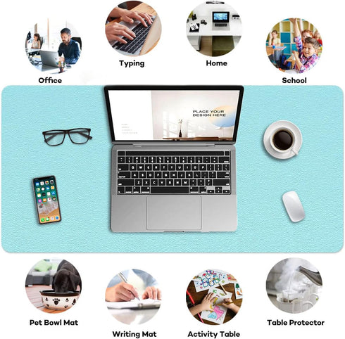 Multifunctional Office Desk Pad Mat Blotter on Top of Desks Non-slip Desk Writing Mat Waterproof Desk Mat Protector for Desktop PVC Leather Desk M...