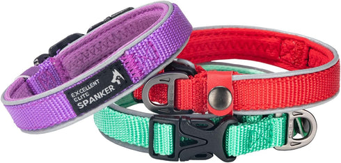 EXCELLENT ELITE SPANKER Classic Nylon Dog Collar Breathable Pet Collar with Buckle Adjustable for Small Dogs Cats Green Red Purple (Red)...