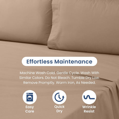 3 Piece Twin Sheets Set | Twin Bed Sheets Set – Light Weight, Soft Breathable Sheets | Brushed Cotton Rich Blend | Secure-Fit, Wrinkle Resistant, ...