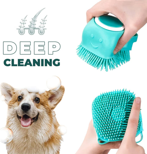Dog Cat Bath Brush Pet Bath Brush Soft Shampoo Dispenser Pet Grooming Bath Massage Dispenser Soft Silicone Brush Dog Cat Grooming Cleaning Soft Sc...