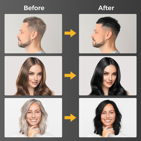 Black Hair Dye Shampoo 3 in 1,Hair Dye Shampoo for Gray Hair Coverage-Gentle Formula,Hair Color Shampoo for Grey Hair,Herbal ingredient,Black in T...