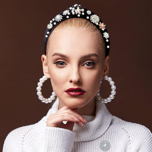 44 Pieces Pearl Rhinestone Brooches Embellishments Buttons Bulk Faux Pearl Flower Rhinestone Buttons for Jewelry Making Decor, 11 Styles (Silver a...