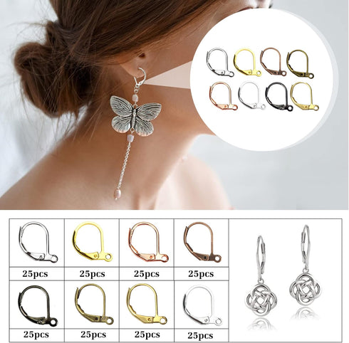TOAOB 200pcs 8 Colors Leverback French Earring Hooks Brass Dangle Earwires 10x15mm Earring Parts Jewelry Making Findings...
