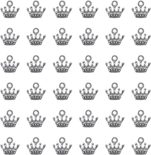 50 Pcs Crown Jewelry Making Kits Cute Mini 1.5 x 1.4 cm Vintage Cute Pendants for DIY Jewelry Making Losse Beading Necklace Bracelet Christmas Key...