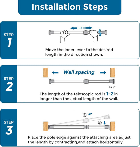AIZESI Spring Tension Curtain Rods Short Tension Rod (White,17" to 28"-2Pcs)...