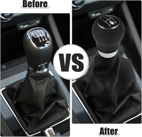 ACROPIX Black Faux Leather 5 Speed Manual Gear Shift Knob Universal Stick Shifter Lever Head Ball with Adapters - Pack of 4...