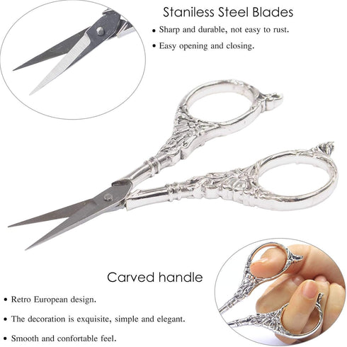 BIHRTC Plum Blossom Scissors - 4.5 Inch Small Sewing Scissors, European Style, Stainless Steel, Ideal for Cross Stitch, Embroidery & Crafting...