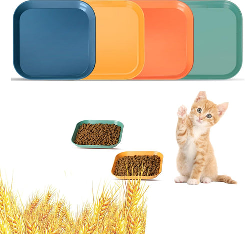 Cat Bowls 6 inch Cat Food Bowl, 4Pcs Whisker Fatigue Free Cat Bowls, Unbreakable Wheat Straw Cat Dishes, Shallow Cat Bowls for indoor cats...