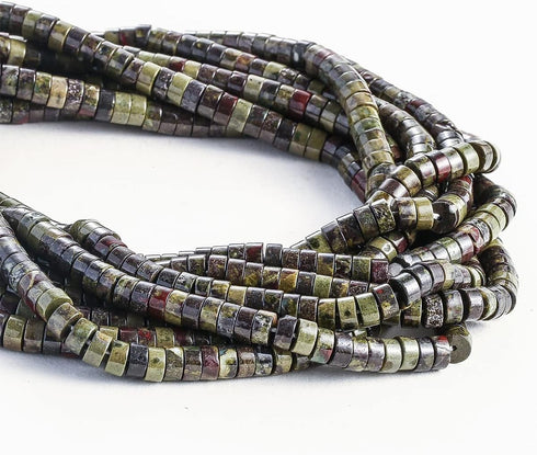 Natural Dragon Blood Stone Spacer Beads 6x3mm 38cm/str Flat Round Loose Semi Gemstone Caps for Making Bracelets Necklace...