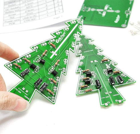 Adeept Colorful 3D Xmas Christmas Tree Led DIY Kits, 7 Color Flash RGB LED Circuit Electronic Assemble Funny Kits, STEM Project PCB Board for Stud...