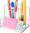 Pen Holder for Desk, Clear Acrylic Pencil Holder for Desk, Marker Holder with 3 Compartments, Pencil Organizer for Home, Office, Classroom, Bathro...