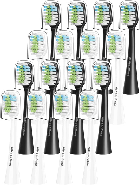 Toothbrush Replacement Heads for Aquasonic Duo Series and Home Dental Center - 8 White + 8 Black...