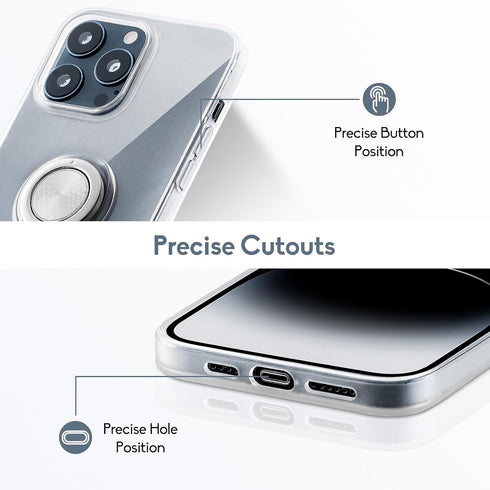 Crystal Clear Case for iPhone 15 Pro Max with Ring Holder Magnetic Kickstand Anti Yellowing Military Grade Drop Protection Bumper Cover Case Trans...