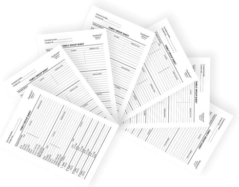LARGE PRINT Two-Sided Family Group Sheets for Genealogists (7-pack) by EasyGenie | Archival-Quality Genealogy Forms...