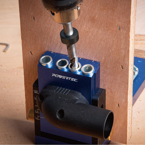 POWERTEC 71933-P2 1/4" Hex Shank Pocket Hole Drill Bit, Replacement Twist Step Drill Bit with Depth Stop Collar for Pocket Hole Jig System, Precis...