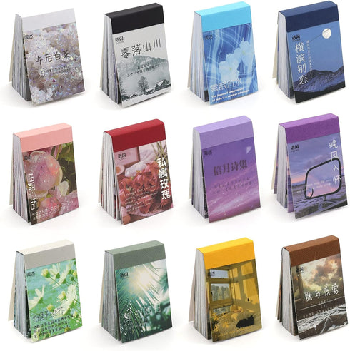 600 Pieces Washi Sticker Set, 12 Set Scrapbooking Diary Planner Album Diary Notebook, Scrapbooking Sticker Journaling Supplies for DIY Arts and Cr...