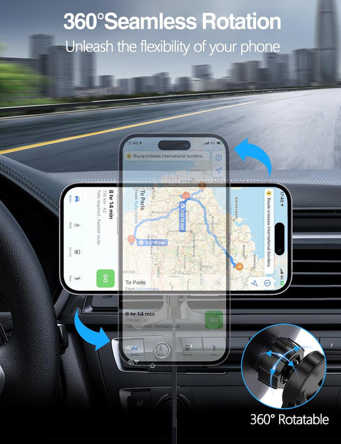 for MagSafe Car Mount Charger - 15W Wireless Magnetic Car Charger Holder for iPhone 15/14/13/12 Series, Air Vent, Stable, Strong Magnets, Vegan Le...
