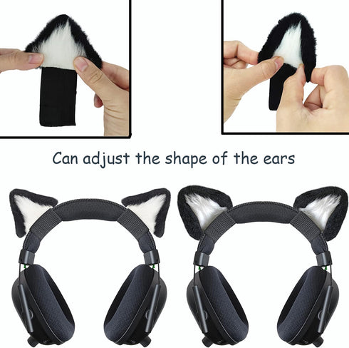 RUKUHOT Cute Cat Ears Headphone Attachment,Adjustable Design Fit for Logitech G PRO HypreX Cloud/Cloud Flight Headphones and More,Cosplay Kitten E...