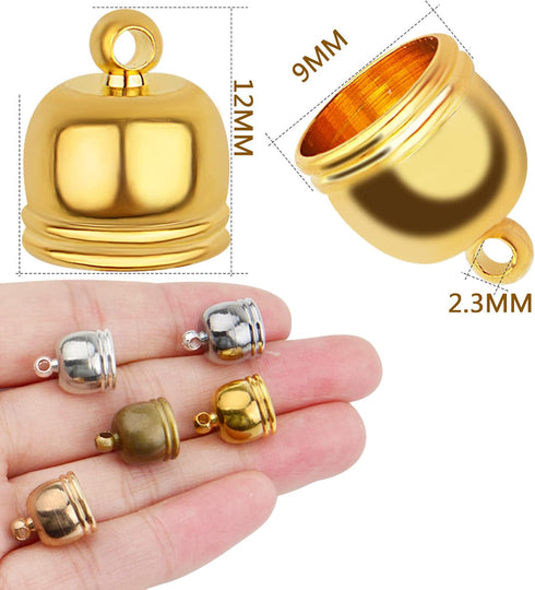 Aylifu 50pcs Brass Tassel Caps, Leather Ends Caps Glue in Barrel Ends for DIY Bracelet Necklace Pendant Jewelry Making, 5 Colors...