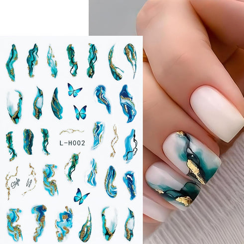 4 Sheets Marble Line Nail Art Stickers, Fresher Self-Adhesive Nail Stickers Decals Ink Painting Nail Art Decals Nail Supplies for Women Girls DIY ...