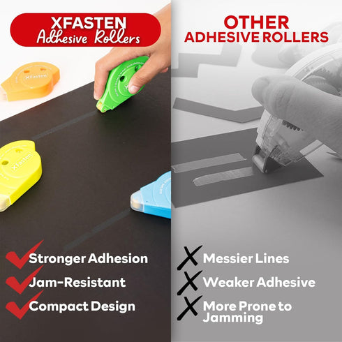 XFasten Glue Tape for Scrapbooking, 6mm x 59ft (2X longer than average rollers), 4-Pack, Scrapbook Tape Paper Safe Double Sided Tape Roller, Adhes...