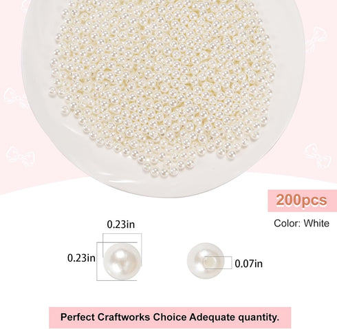 Lemonkey 200Pcs 6mm Pearl Beads Cute ABS Imitation Pearl Beads Loose White Aesthetic Beads for Bracelets Jewelry Making Necklace Earrings Accessor...
