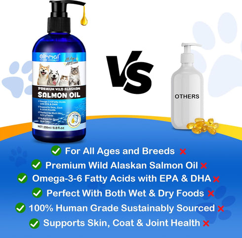 Omega 3 Fish Oil for Dogs -8.8 FL.OZ Salmon Oil for Dogs & Cats - Dog Fish Oil Supplement - Omega 3 Fish Oil for Pet Skin and Coat, Shedding, EPA ...