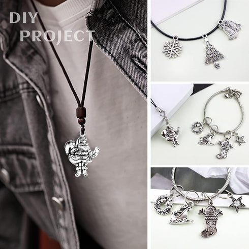 JIALEEY Christmas Charms, Wholesale Bulk Lots Christmas Charm Mixed Tibetan Silver Metal Pendants DIY for Jewelry Making Crafting Ornaments...