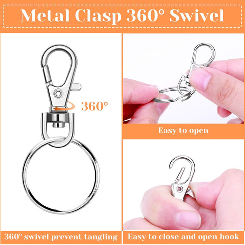 Audab 50 Sets Keychain Rings for Crafts, Assembled Key Chains Hardware for Key Chains, Crafts and Lanyards...