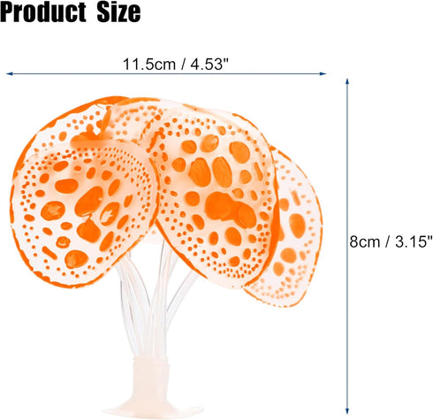 VOCOSTE Soft Silicone Glowing Aquarium Simulation Coral with Sucker, Fluorescence Aquatic Artificial Water Plants for Fish Tank Decoration, Orange...