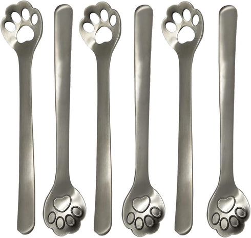 Maydahui 6PCS Cat Paw Spoon Hollow Out Coffee Spoons 5.8 inch 18/10?304 ?Stainless Steel Teaspoon for Dessert Ice-cream Stirring Home Kitchen Rest...