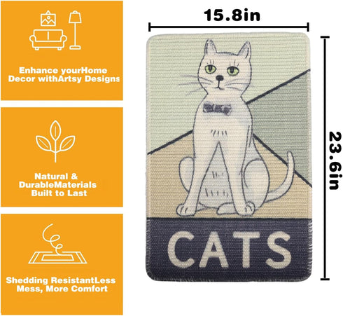 Sisal Cat Scratcher Mat Wall Mounted, 15.7 X 23.6 Inch Natural Sisal Cat Scratch Pad, Durable and Shedding-Resistant Cat Scratching Surface, Prote...
