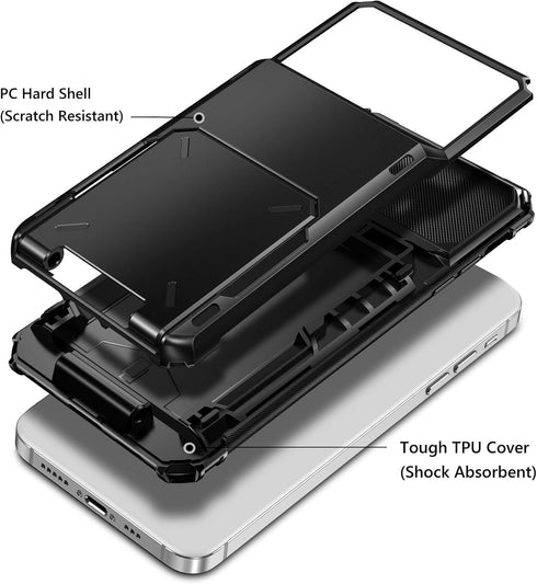 Vofolen Compatible with iPhone 12 Case 5G Wallet 4-Card Slot Credit Card Holder Flip Hidden Pocket Dual Layer Protective Back Cover Compatible wit...