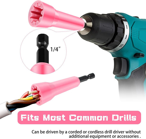 Bonuci 2 Pcs Wire Twister Tool for Drill, Wire Stripper Fast Wire Twisting Tool with 1/4" Chuck for Drill Wire Electrician Tool(Pink)...