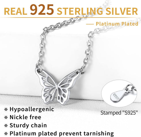 ChicSilver 925 Sterling Silver Butterfly Necklace Dainty Cute Butterfly Pendant Necklace for Women Minimalist Everyday Jewelry Christmas Gift...