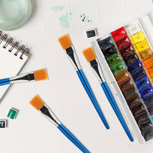 6Pcs Paint Brushes 1 inch,Flat Paint Brushes for Acrylic Painting Watercolor Quality Synthetic Artist Paint Synthetic Paint Brushes with Wooden Ha...