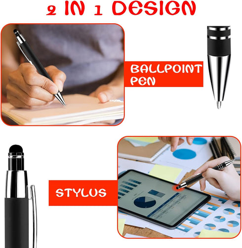 Cobee® Stylus Tip Ballpoint Pens, 6 Pieces 1.0mm Retractable Ball Point Pen Medium Point Smooth Writing Pen Black Ink Metal Pen Stylus Nice Pen fo...